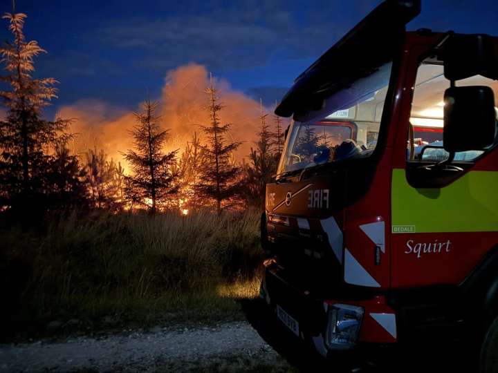 Fire crews spend fifth day at fire at Langdale Moor on the North Yorkshire Moors