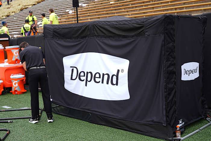 Prime spot: Colorado places sideline bathroom for Deion Sanders, sponsored by Depend undergarment