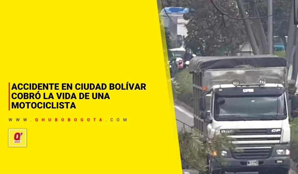 Accidente en Ciudad Bolívar cobró la vida de una motociclista