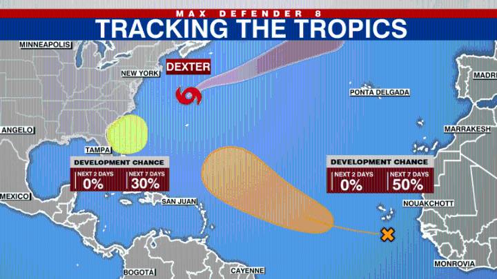Tropical Storm Dexter weakens as NHC monitors 2 disturbances in Atlantic