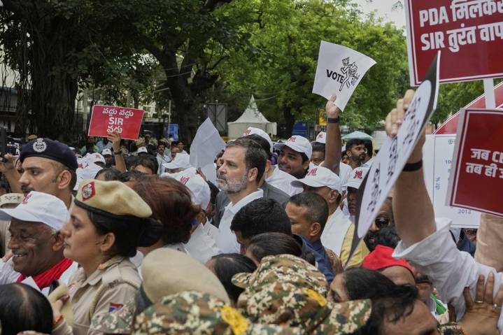 India’s opposition parties protest against a controversial electoral roll revision