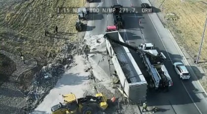 Traffic Alert: Semi rollover leads to I-15 NB lane closures near Orem