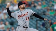 Tigers swept by A's; Mize struggles, offense held to two hits