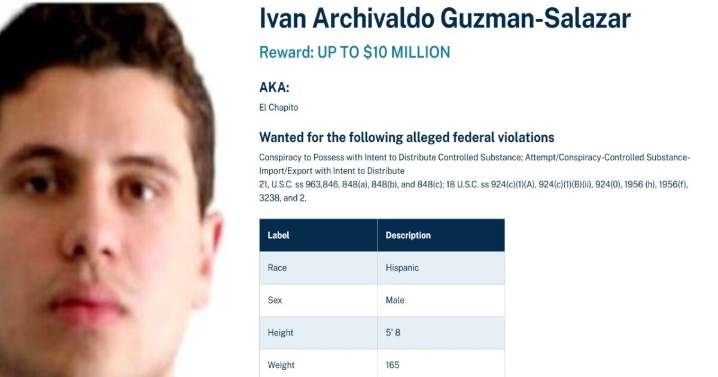 EU ofrece recompensa de 10 mdd por Iván Archivaldo Guzmán; ya aparece en lista de los más buscados