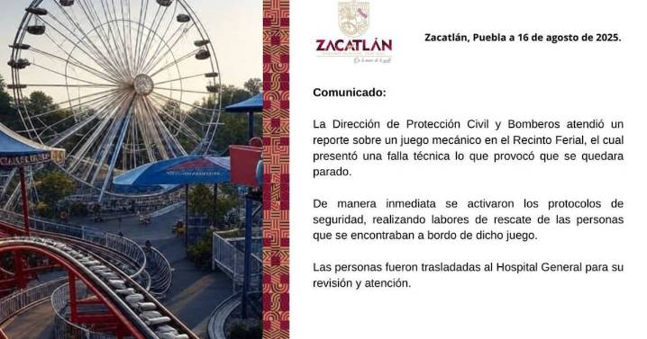 ¡Diversión termina en terror! Falla en juego mecánico causa pánico en la Feria de la Manzana en Puebla