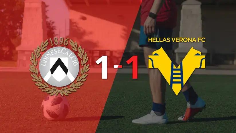 Serie A: Udinese y Hellas Verona se reparten los puntos y empatan 1