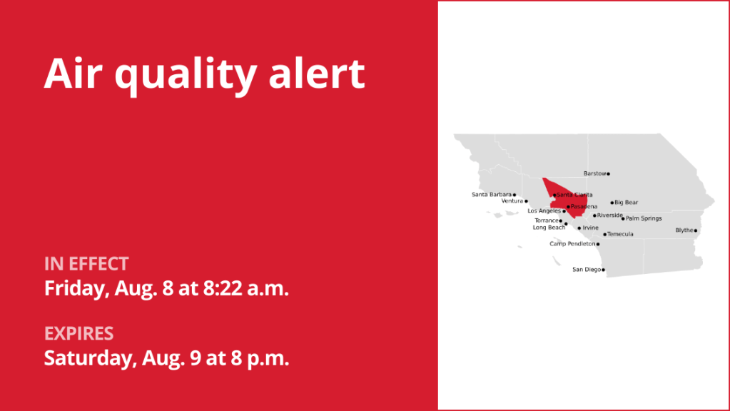 Ozone pollution alert for Los Angeles County Saturday