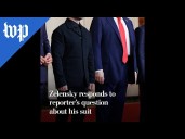 Zelensky responds to reporter’s question about his suit