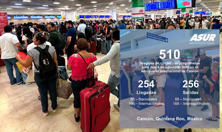 Registra Aeropuerto de Cancún 43 vuelos menos este sábado