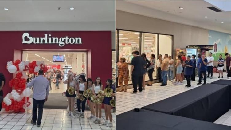 Decenas hacen fila por apertura de Burlington en Bassett Place