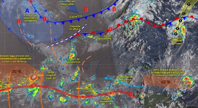 Alertan por lluvias intensas en Durango, Sinaloa, Nayarit y Jalisco