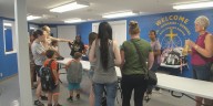 A local outreach ministry held a backpack giveaway for the community