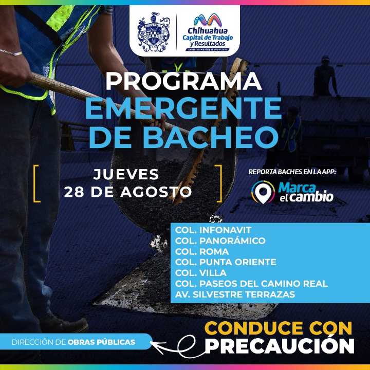 Conoce en qué zonas trabajará Municipio con bacheo este 28 de agosto