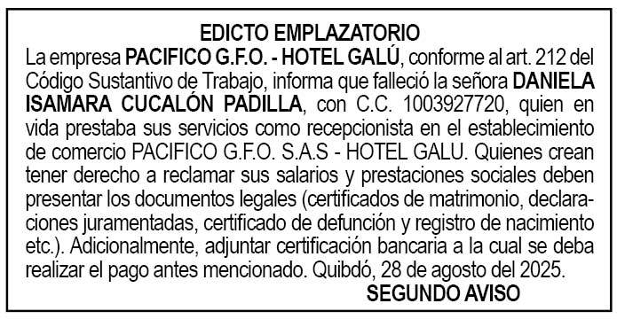 Edicto 2do. aviso Daniela Isarama Cucalón Padilla