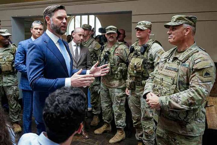 Vance, Hegseth visit Guard troops