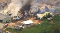Barn collapses in fire at Coldsprings Dairy Farm in New Windsor