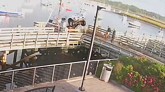Video shows pickup truck accidentally driven off Mass. pier