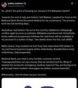 Jaa Kev Madness Slams National Bank Over Delayed Forex Access