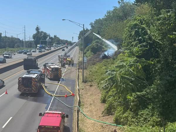 Traffic backed up for 8 miles on I-95 near Fairfield/Westport line due to brush fire