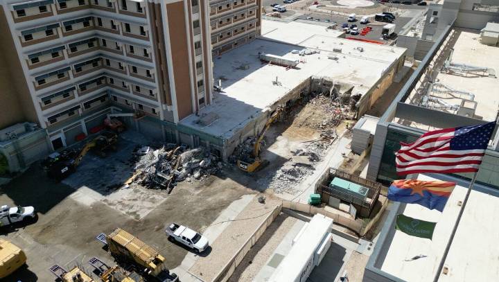Former Valleywise Hospital demolition underway