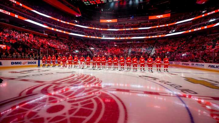 Watch: Red Wings unveil Hockeytown center-ice logo at Little Caesars Arena