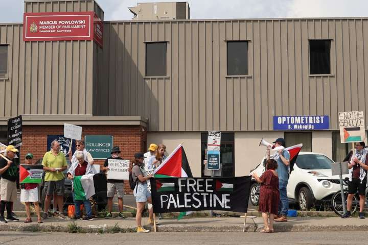 'Where is Marcus Powlowski?' ask Palestine solidarity protesters