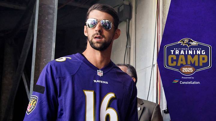 Michael Phelps Visits Ravens Training Camp