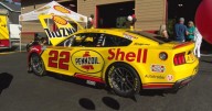 NASCAR champion Joey Logano's #22 race car makes an appearance at grand opening ceremony in Orono
