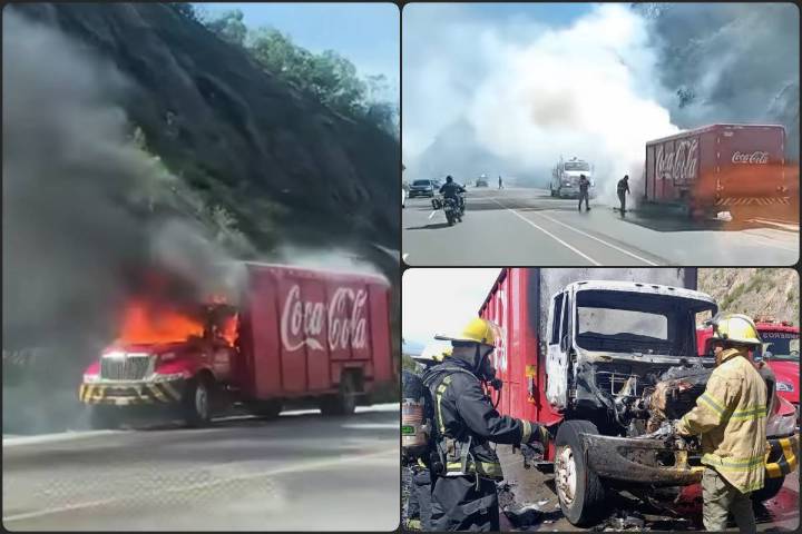 Arde camion de Coca-Cola en el Corredor de la Montaña
