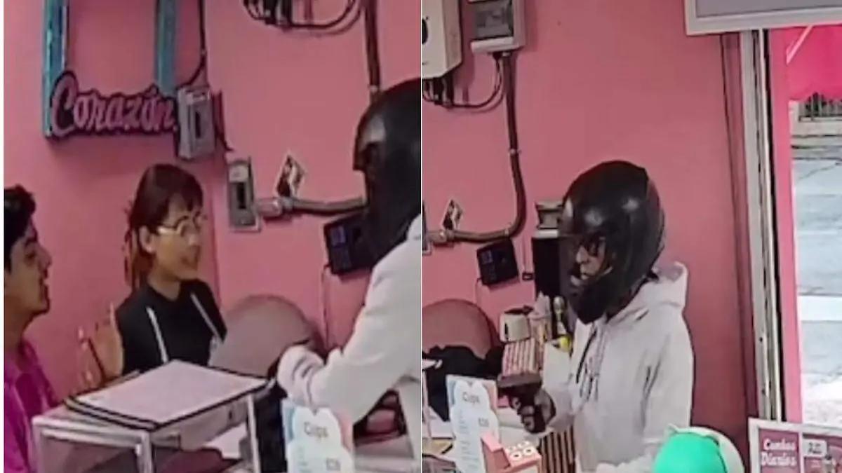 Captan asalto a mano armada a una repostería en Valentín Amador (video)