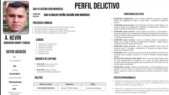 Alias Kevin estaría negociando con la Fiscalía tras su entrega en el Cauca