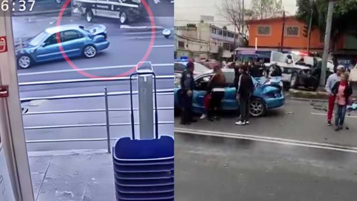 Policías acuden a emergencia en Iztapalapa, pierden el control, chocan y terminan hospitalizad...