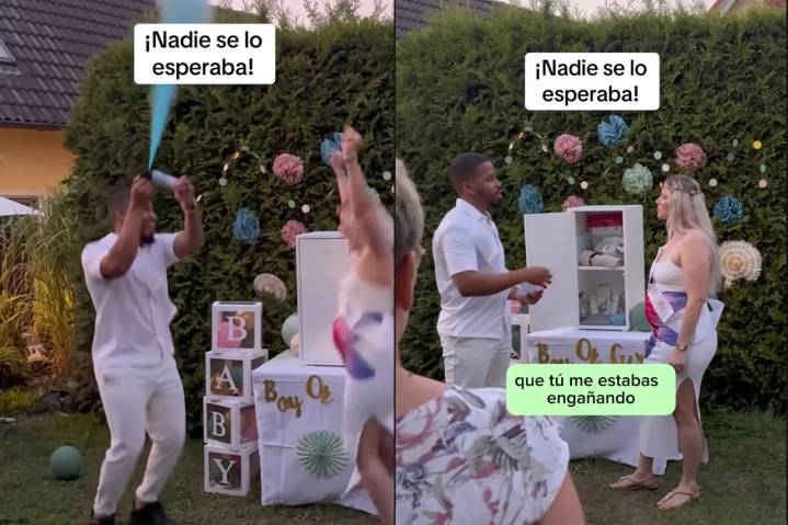 Celebra con su esposa fiesta de revelación y aprovecha para exhibir infidelidad