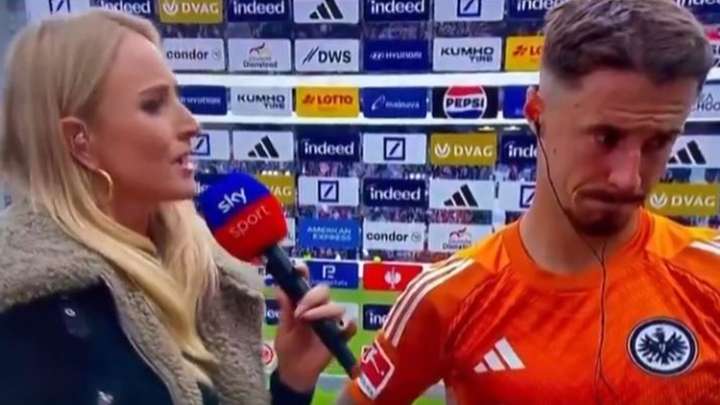Awkward moment Sky Sports reporter makes gaffe live on TV and asks football star if he's happy with win after 4