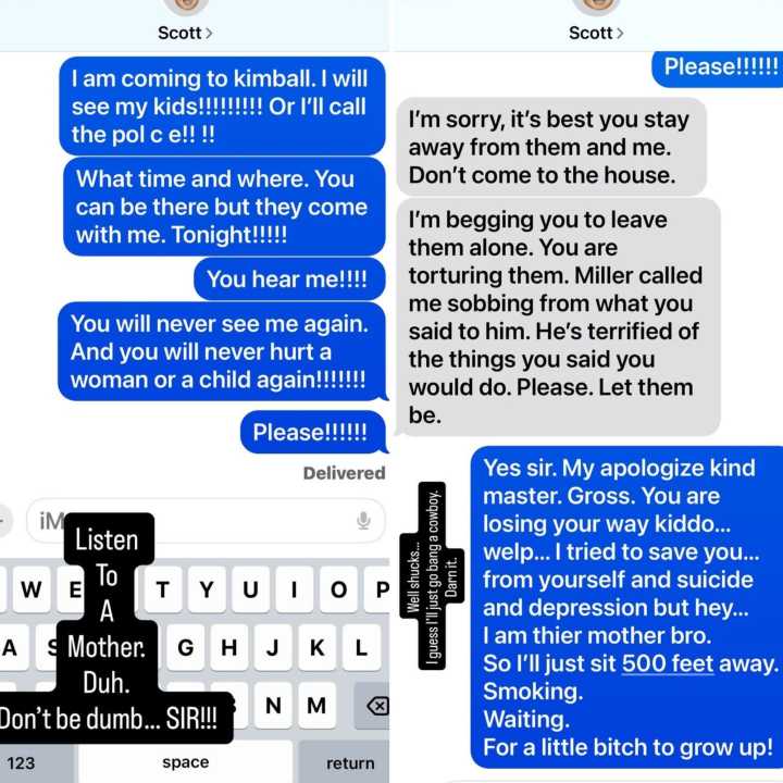 Scott Wolf's Ex Kelley Appears to Post Texts, Scott Says Son is 'Terrified'