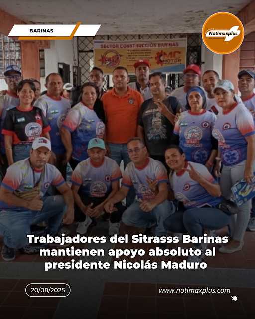 Trabajadores del Sitrasss de Barinas mantienen apoyo absoluto al presidente Nicolás Maduro