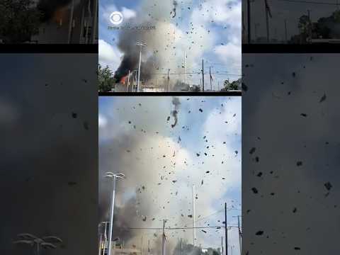 Fire, explosion breaks out in North Carolina after driver crashes into veterinary clinic #shorts