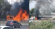Autobús de pasajeros se incendia tras choque en la carretera México-Querétaro a la altura de Tepotzotlán