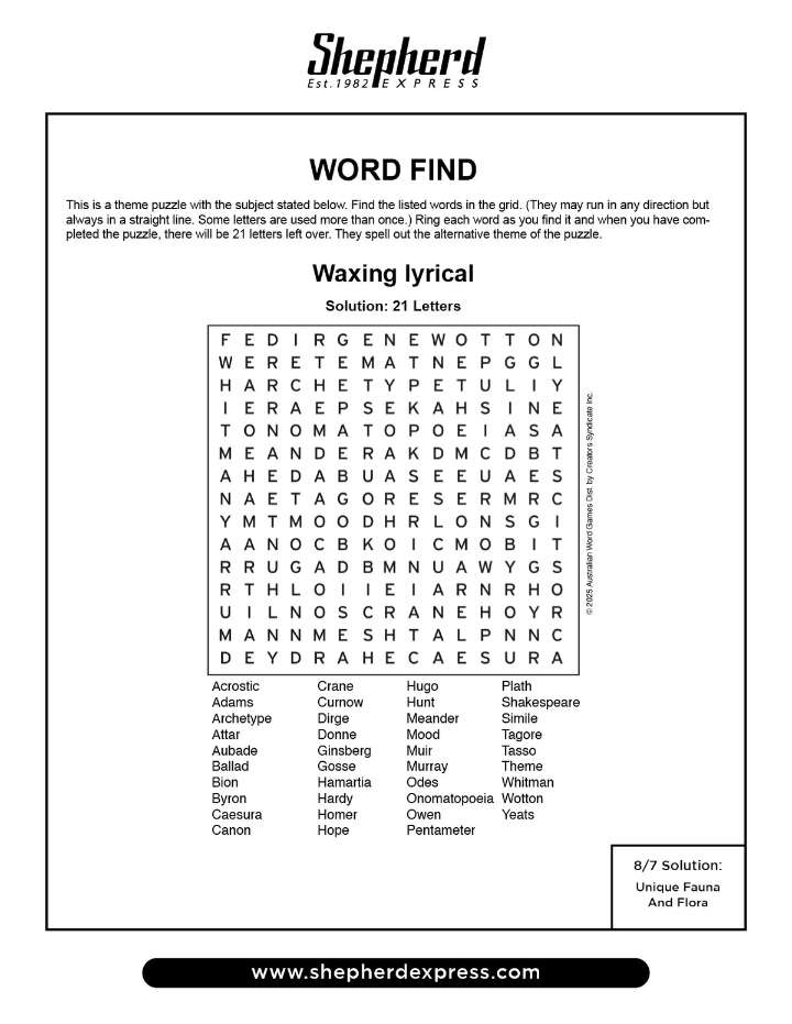 Word Find: Aug. 14, 2025