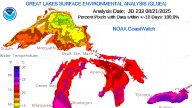 Michigan inland, Great Lakes water temperatures. Where it's warmest