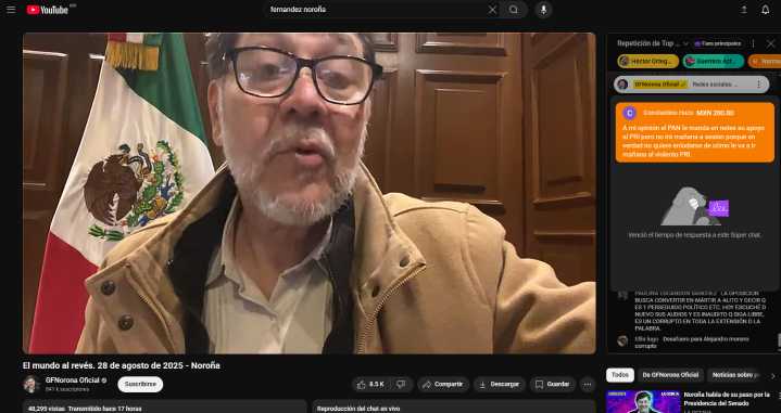 Generan sospechas los ingresos de Gerardo Noroña a través de YouTube