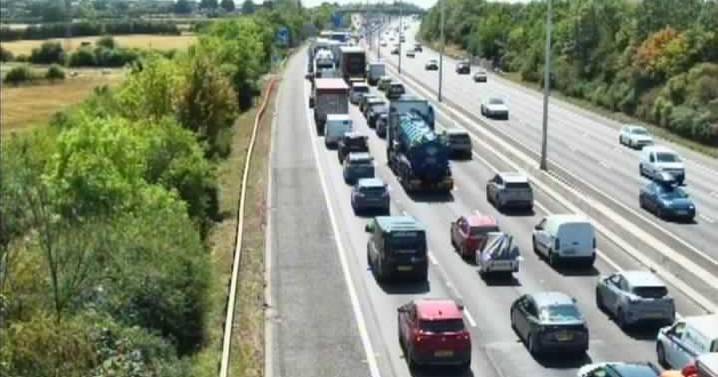 M5 traffic live: Crash between car and motorbike causing long delays