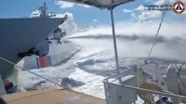Footage shows two Chinese ships colliding while chasing Philippine boat