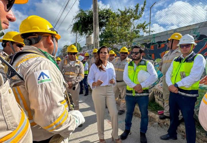 Mara Lezama supervisa trabajos de resolver los apagones en Cancún