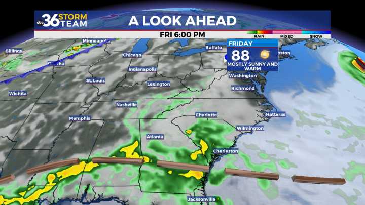 A slight break from the persistent heat into the late week
