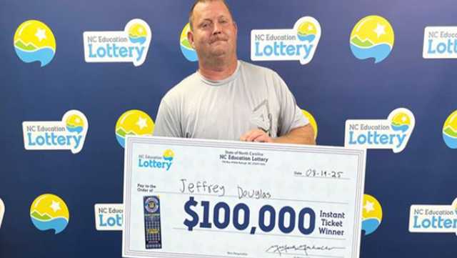 North Carolina man wins $100K on anniversary