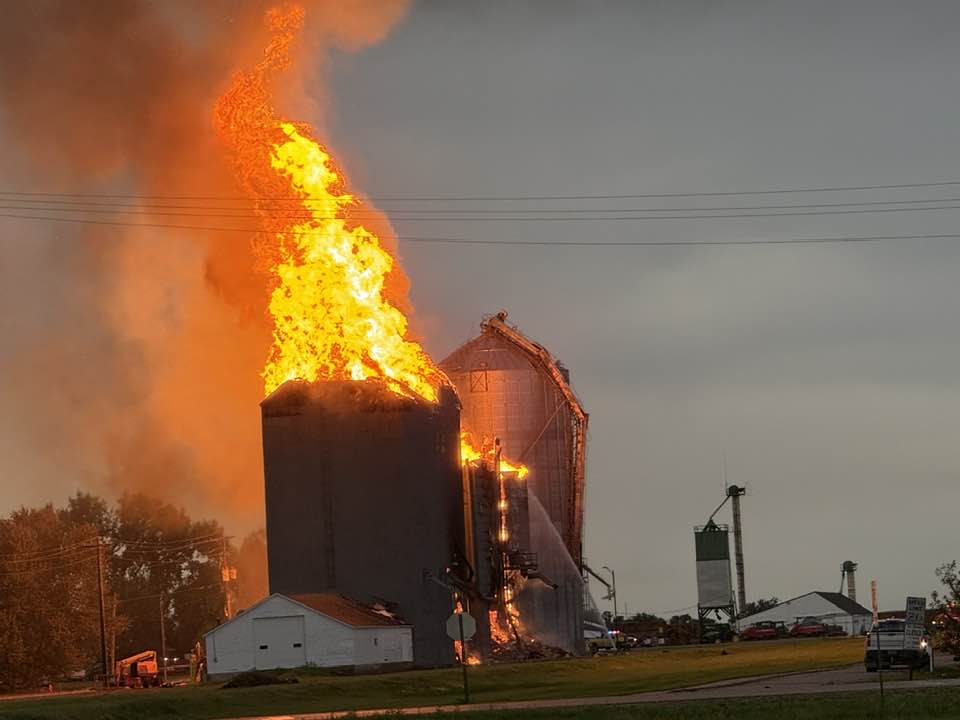 Fire at grain elevator in Shelly, Minnesota, residents told to evacuate