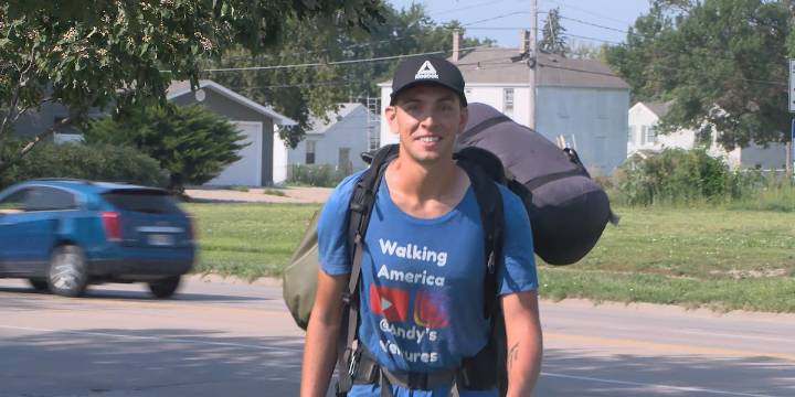 Man walking across the U.S. for charity passes through Hastings