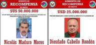 Pancartas en Ecuador y Colombia exhiben recompensa por Maduro y funcionarios venezolanos