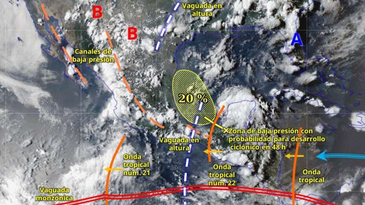 Lluvias en México: Se Combinan Monzón Mexicano, Ondas Tropicales, Vaguada y Zona de Baja Presión